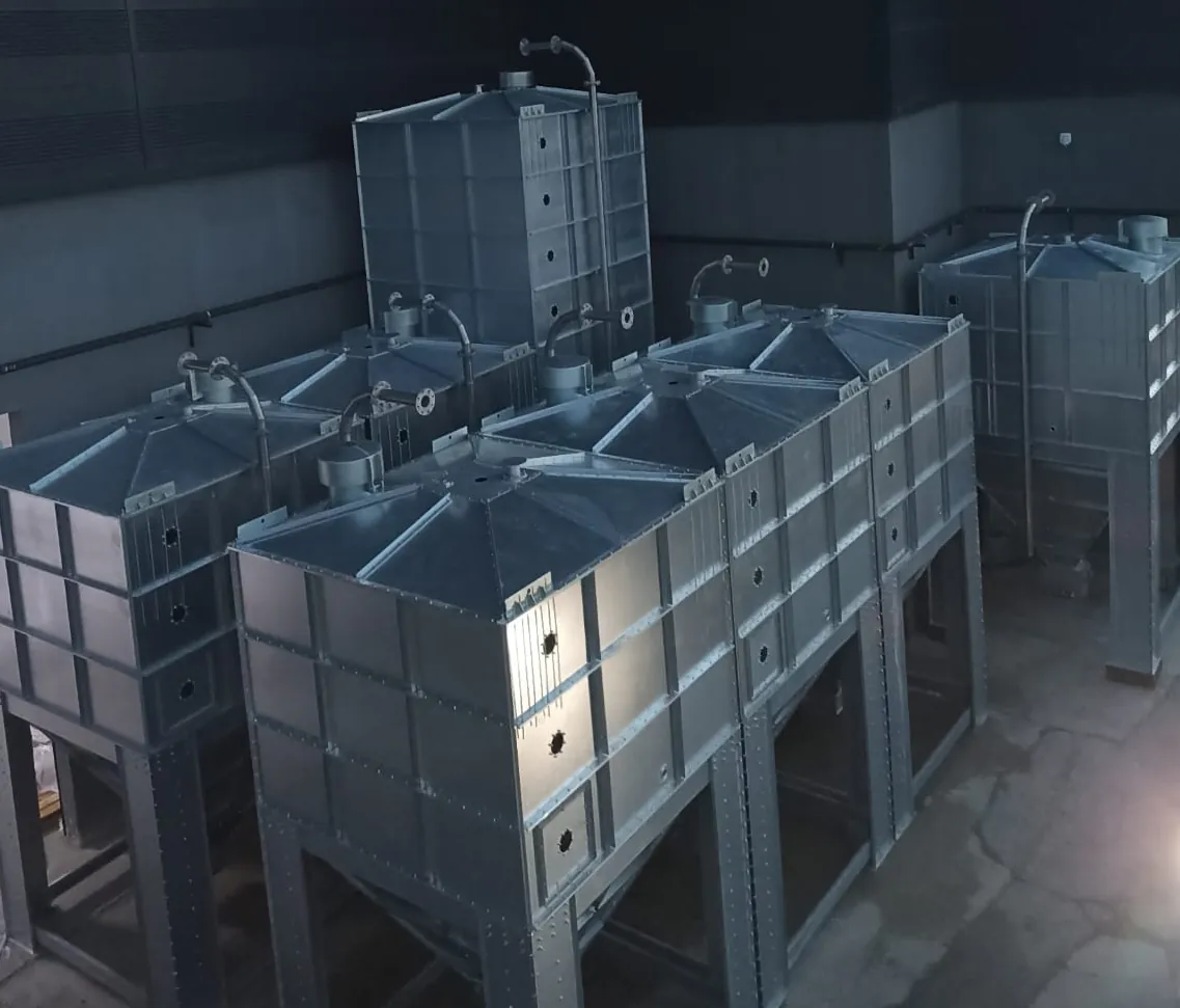 T-MAX modular silo group on a steel structure indoors